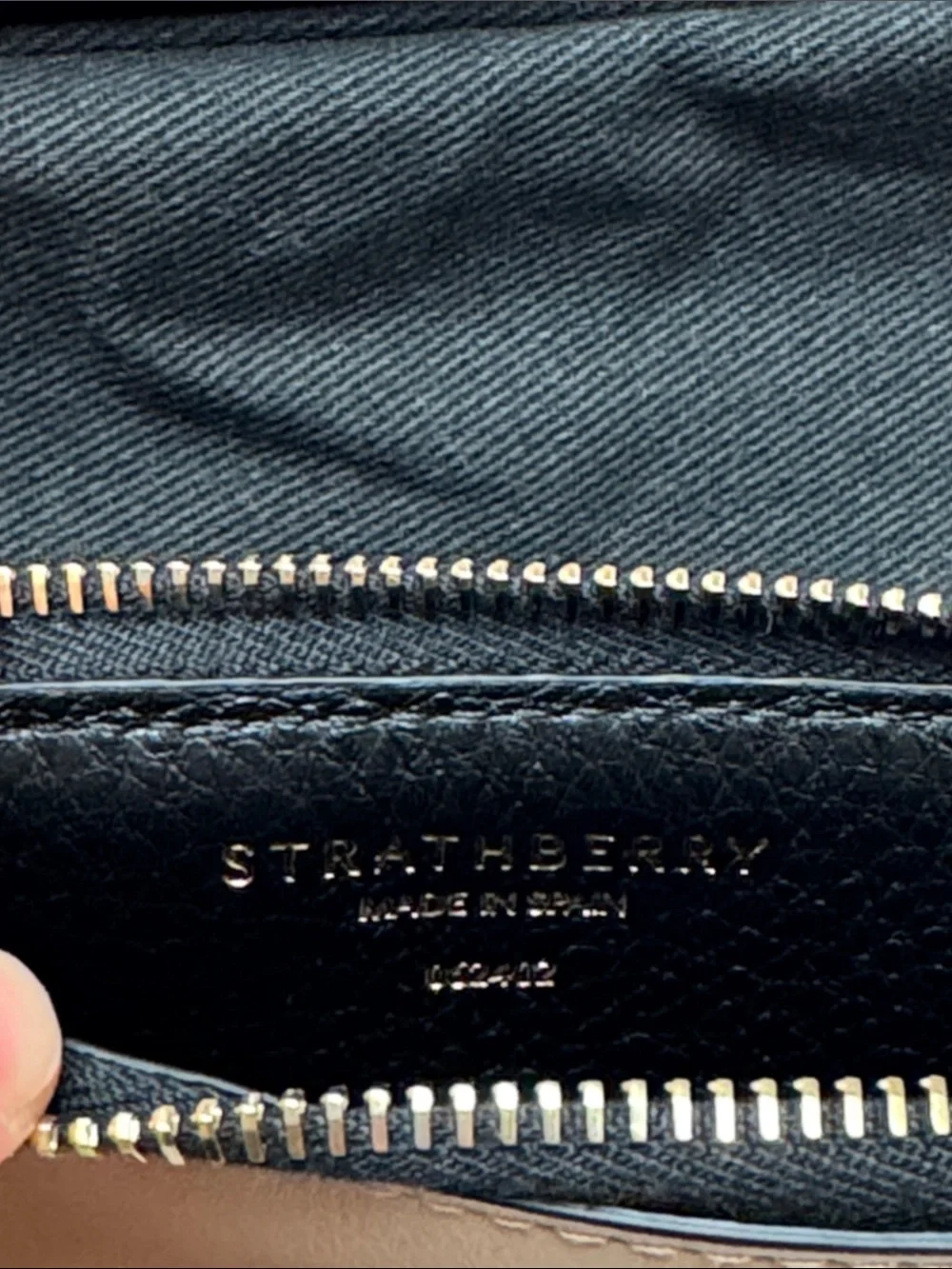 Strathberry Tri Oat/Black/Mushroom Leather Card Holder with Zipper